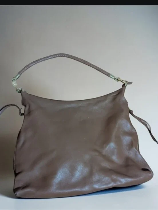 Soft Vegan Leather Braided Handle Slouchy Light Brown conceal And Carry Bag