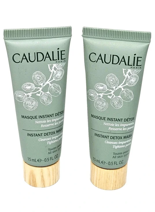 2x Caudalie Instant Detox Mask Travel Size 0.5floz Each SEALED, Tightens Pores