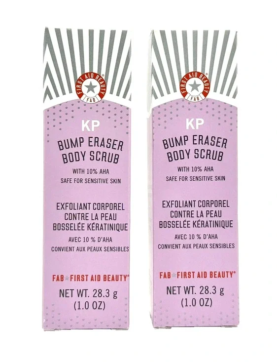 2-PACK First Aid Beauty KP Bump Eraser Body Scrub Exfoliant 10% AHA, 1oz Each