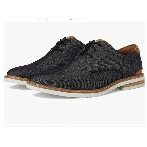 Florsheim Highland Canvas Denim‎ Oxford 7.5M NWOB Blk/Wht 14273-001 Casual Euro