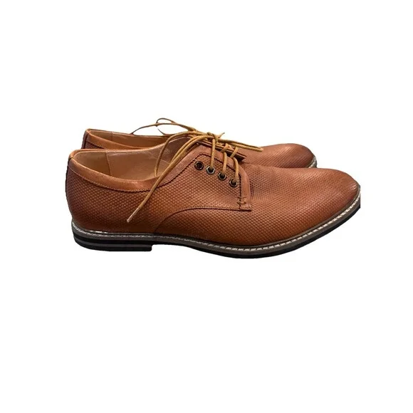 Joseph Abboud Daytona‎ Brown Textured Leather Oxford Size 12