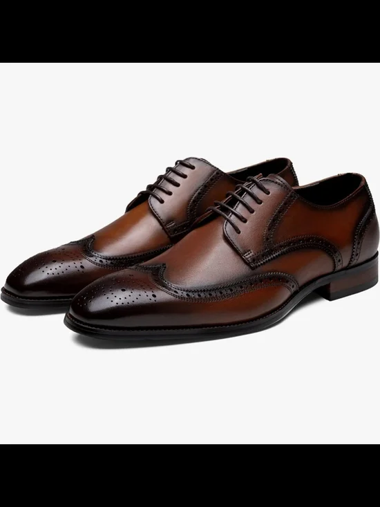 Classic Men's Brown Wingtip Dress Shoes Size 10.5 Gently Used