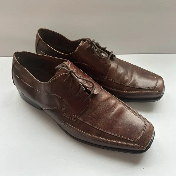 Johnston & Murphy Mens Brown‎ Leather Dress Shoes 20-3120 Lace Oxford Square 13