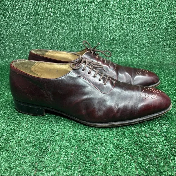 BALLY Mens US Size 12 Burgandy Oxford Dress Shoe Made‎ in Italy