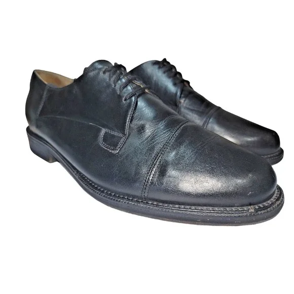 Cable &‎ Co Men's Sz 12 E Black Dress Shoes Italian Leather Oxford Made in Italy