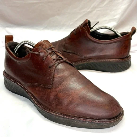 Ecco ST.1 Hybrid Plain‎ Toe Derby Oxfords Shoes Men's Size 9-9.5 EU 43 Brown