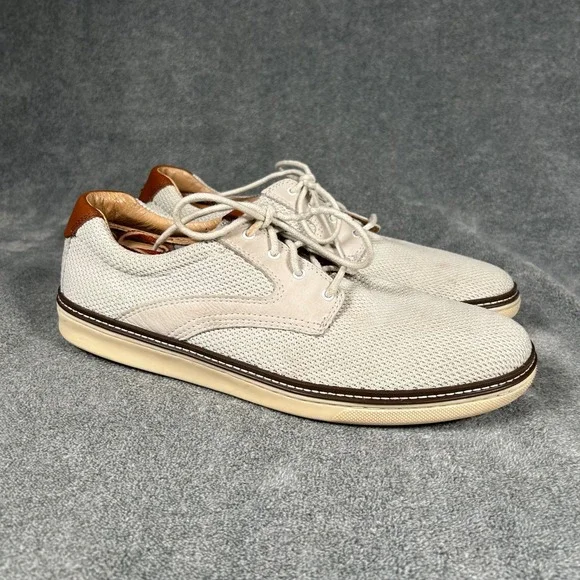 Johnston & Murphy J&M Derby Sneakers White Beige Knit Sheepskin Mens 12M