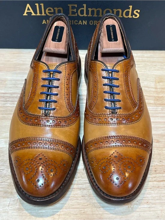 Allen Edmonds Strand Men’s Walnut Leather Cap Toe Oxfords w/ Patinas Sz 9D 🇺🇸