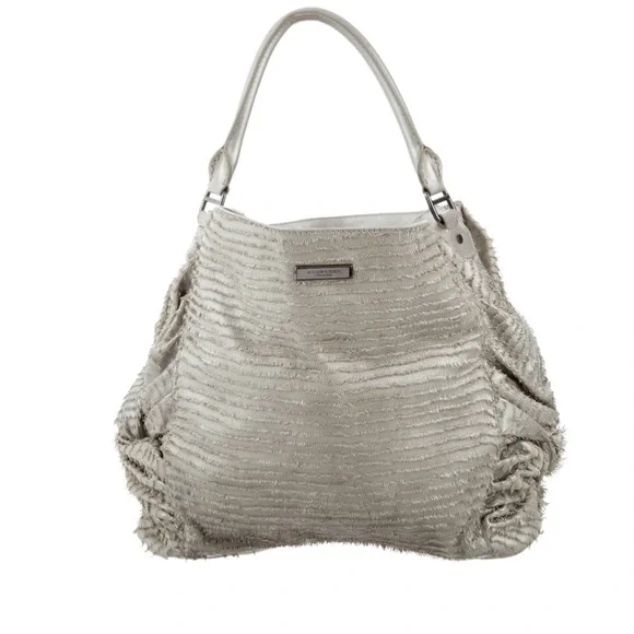 Plush Textured Shoulder Bag in Light Silver Beige - Burberry Osprey bag
