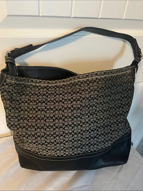 Coach signature Black and Gray Patterned Women’s Shoulder Bag