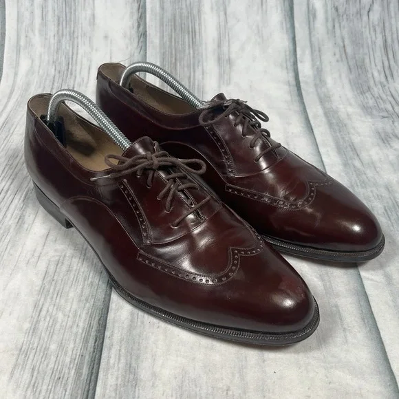 Bally Italy Marcel Leather Derby Lace Up Dress Oxford Burgundy Men Shoe US 11.5D