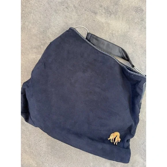 Victoria's Secret Black Suede Hobo Bag with Cheetah Brooch and‎ Tassel