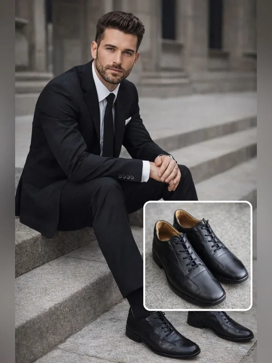 Coach Packard Mens Italian Leather Oxford Shoes Black Sz 11.5D Lace Up Derby