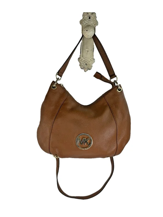 Michael Kors Large Brown Leather Shoulder Hobo Bag crossbody
