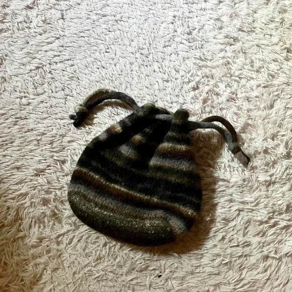 Wool Earthy Hippie Boho Natural Indie Drawstring Bag Forest Festival Granola