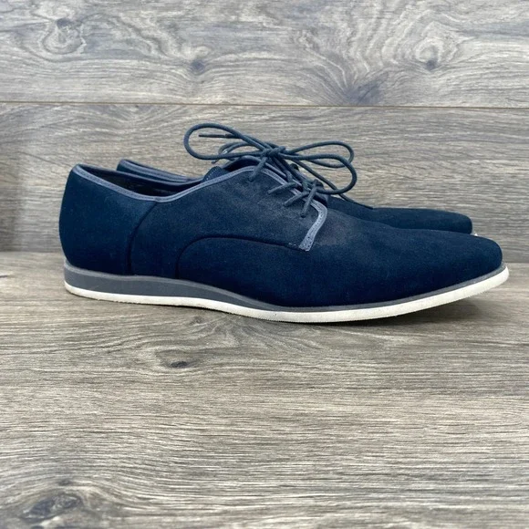 Calvin Klein Kadon Oxford Mens 12 Navy Blue Suede Lace Up Dress Shoes 34F9183