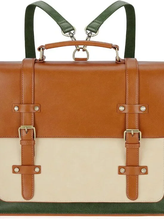 Stylish Vegan Leather Convertible Laptop Bag for Women