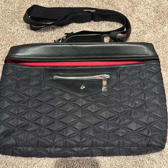 Black Quilted Knomo London Bag with Red Accents