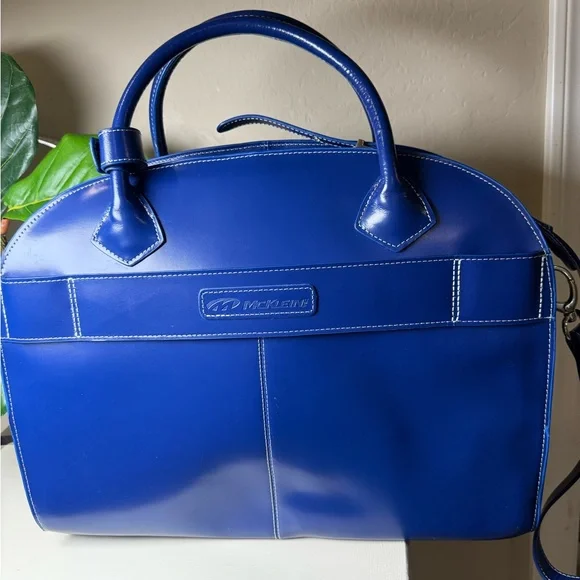 McKlein Royal Blue Leather Briefcase Tote