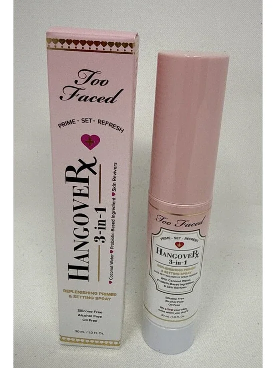 Too Faced Hangover RX 3-in-1 Replenishing Primer & Setting Spray 1 oz. NIB RN 1