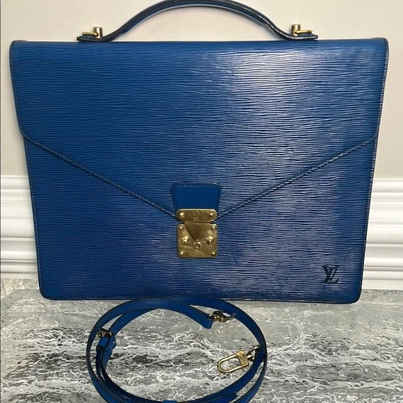 Authentic Louis Vuitton Blue Laptop Bag or Briefcase