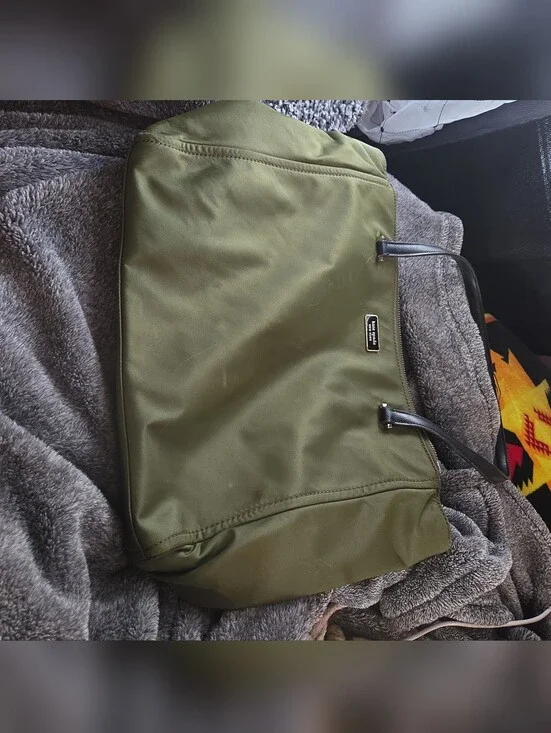 kate spade Olive Green Nylon Duffel with Black Handles