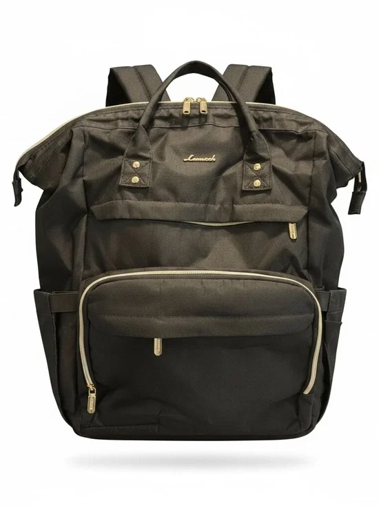 Lemmok Black Backpack with Gold Hardware