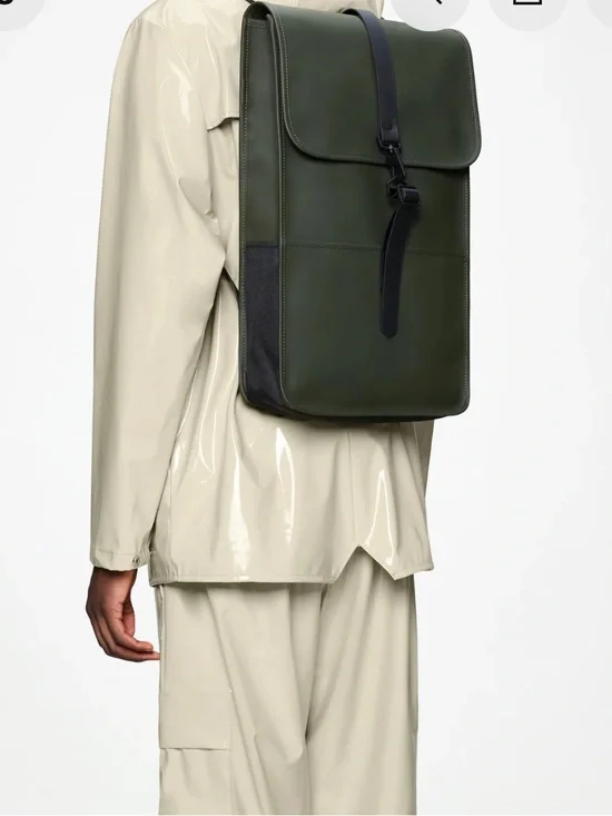 Rains Volumen Green & Black Waterproof PU Fabric Laptop Backpack