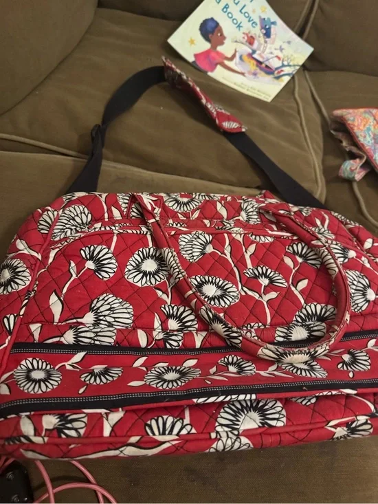 Vera Bradley Red Quilted Floral Laptop Bag