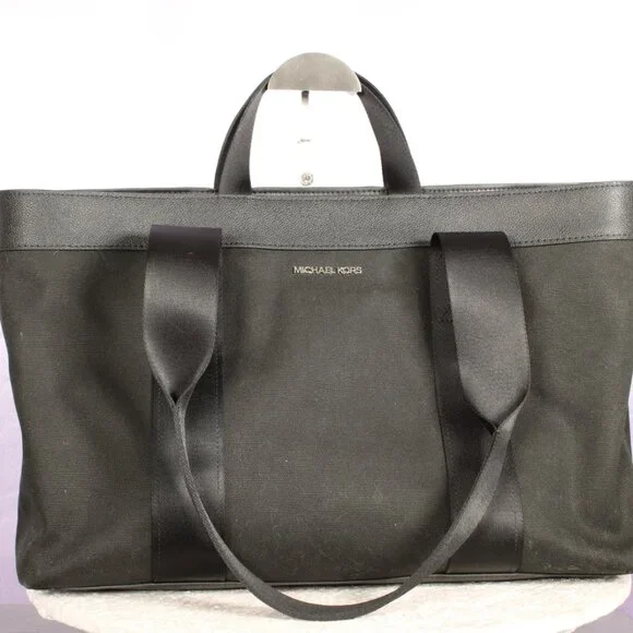 Michael Kors Black Canvas and Leather Laptop Tote