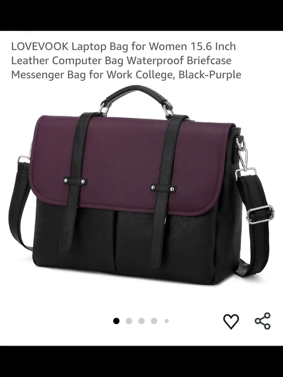 Lovevook Black and Purple Womens Laptop Bag