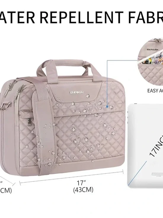 Dusty Pink Quilted Women's Laptop Briefcase
