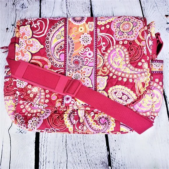 Vera Bradley Pink Paisley Quilted Messenger Bag
