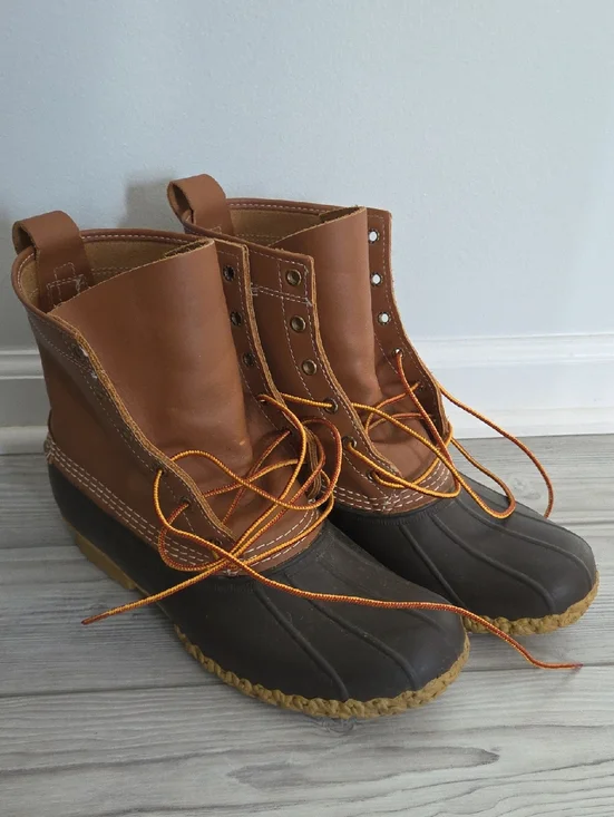L.L. Bean Two-Tone Brown Leather and Dark Brown Rubber Duck Boots