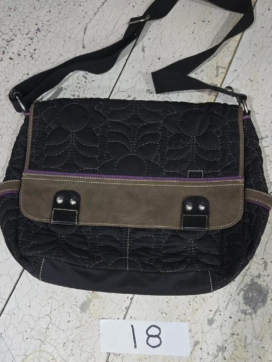 Fossil Key-Per Quilted Messenger Bag With Adjustable Strap Brown & Black...