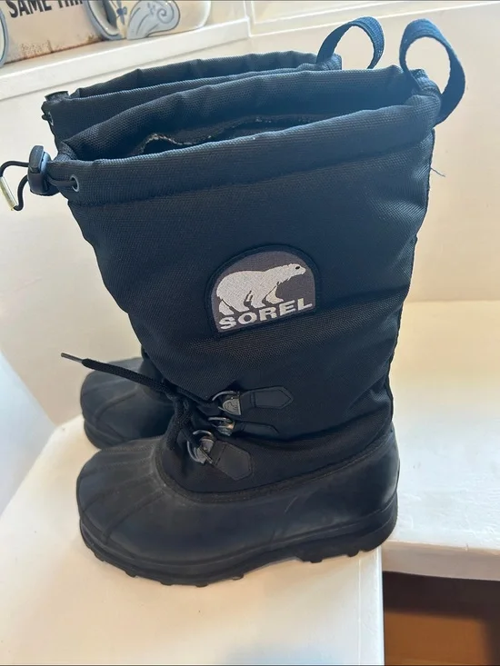SOREL Glacier Mens Extreme Cold Snow Boots Black Removable Liners size 8