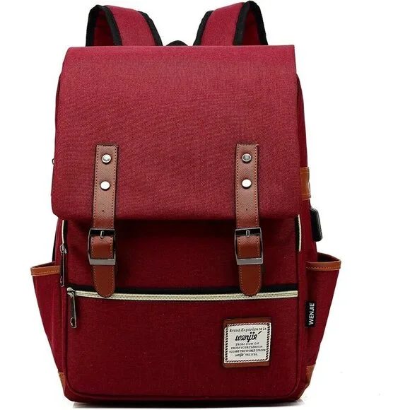 Mancio Slim Vintage red Laptop Backpack For women, of Traveling bag
