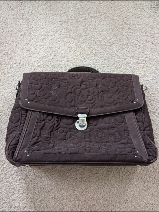 Vera Bradley Attache Quilted Floral Flap Briefcase - Brown