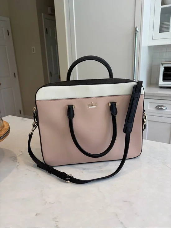 kate spade Blush Pink, Black & White Leather Satchel