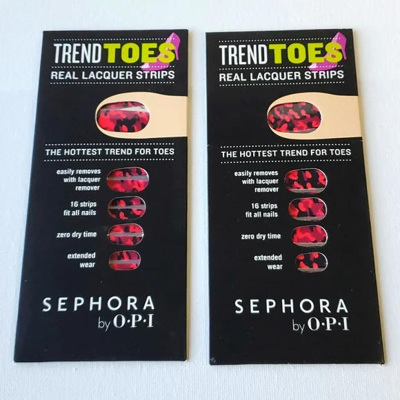 TREND TOES Real Laquer Strips Sephora by OPI Pink and Black Camo Design Set of 2