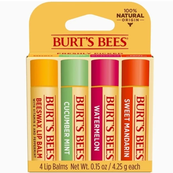 Burt's Bees Lip Balm Original Beeswax Cucumber Mint Watermelon Sweet Mandarin