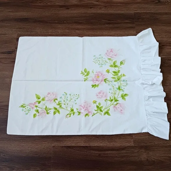 Vintage Pink Roses Martex Standard size PILLOWCASE 4