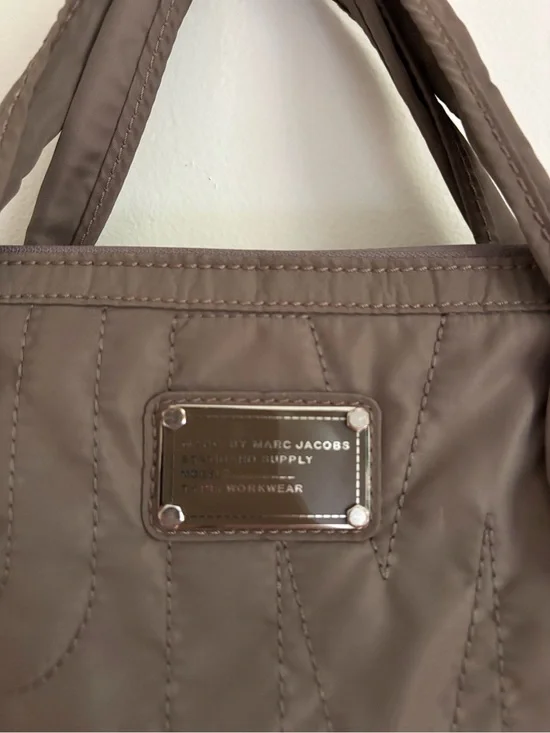 Marc Jacob’s Quilted Nylon Tote Laptop Bag in Taupe Brown