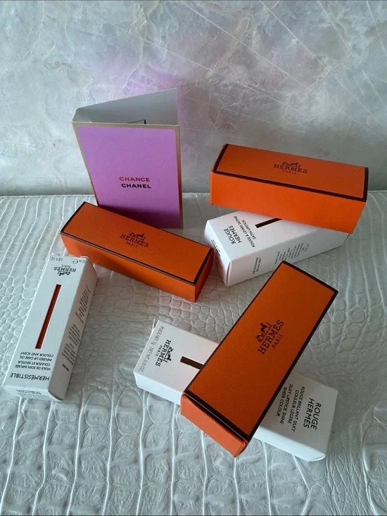 Hermès Orange Lipstick Boxes with Chanel Chance Card ( sample)