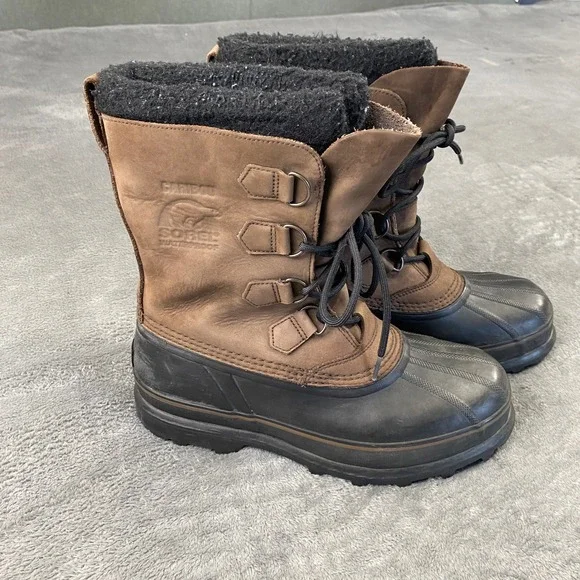Sorel Caribou II Boots Mens 9 Brown Black NM1000-283 Waterproof Winter Pac Boots