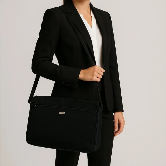 LIZ CLAIBORNE Black Laptop Bag | Minimalist | Dark Acadamia | Y2K / 90s