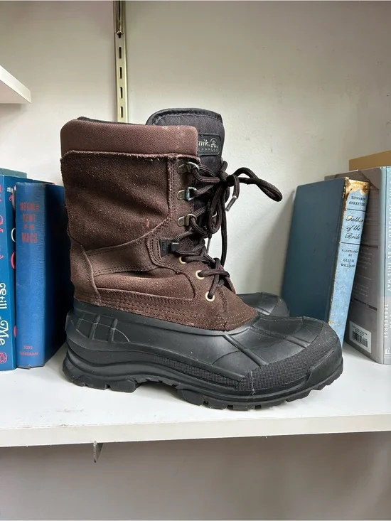 Kamik Brown & Black Waterproof Men's Snow Boots - Lace-Up Insulated