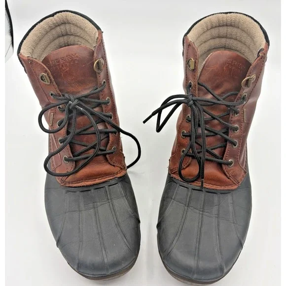 Sperry Top Sider Duck Boots Men 10M Waterproof Rubber Rugged Lace Up Snow Winter