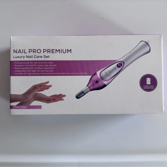 New Nail Pro Premium Luxury Nail Care Set DW2180 4x Speed, Cordless Pink