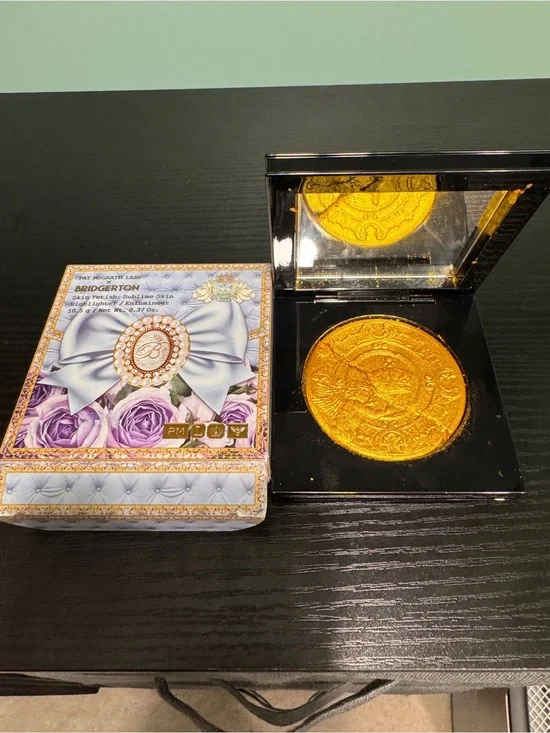 Pat McGrath Labs Bridgerton Collab Gold Face Powder Compact with Decorative Box